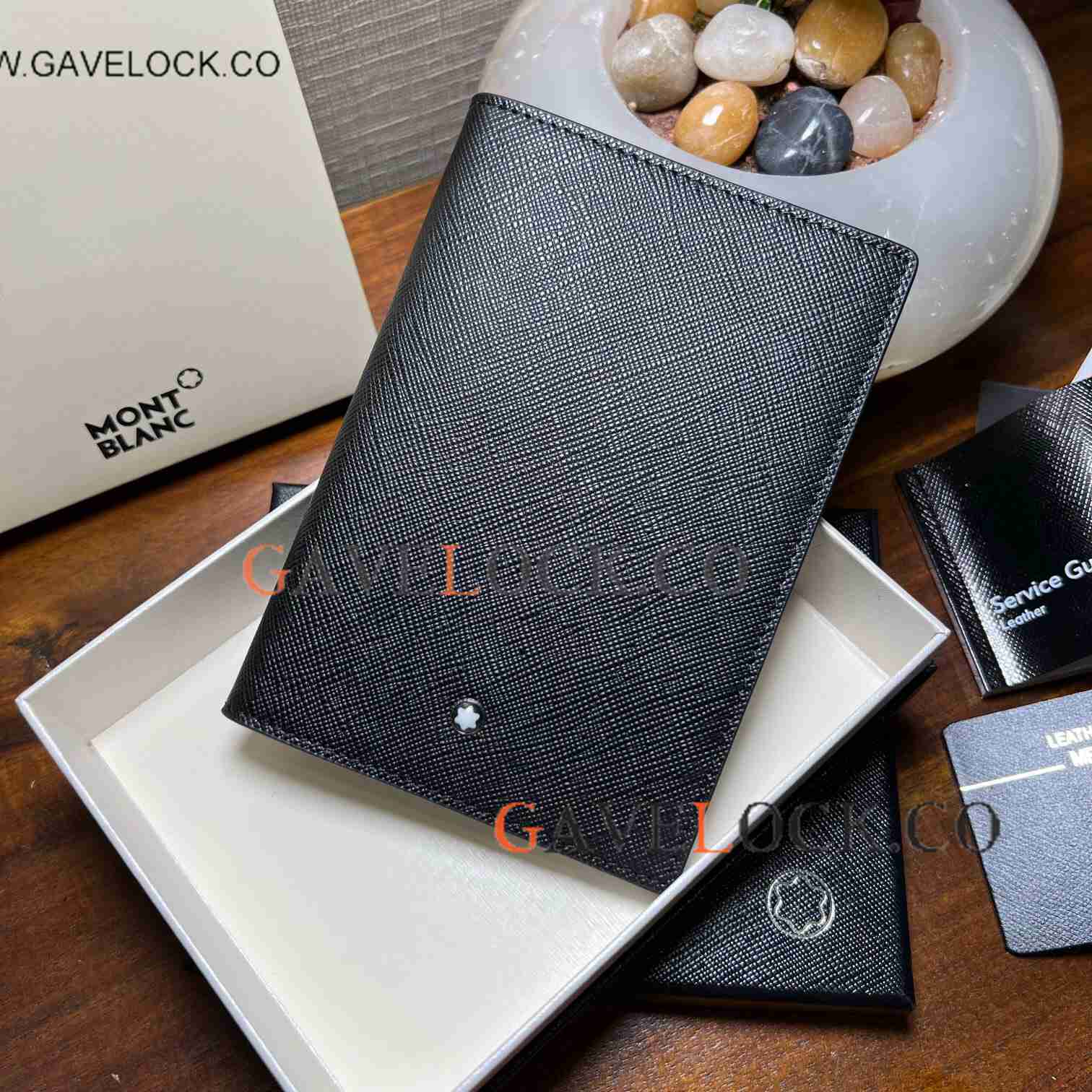 Best Quality Copy Mont Blanc Sartorial 3CC Passport Holder Black Leather